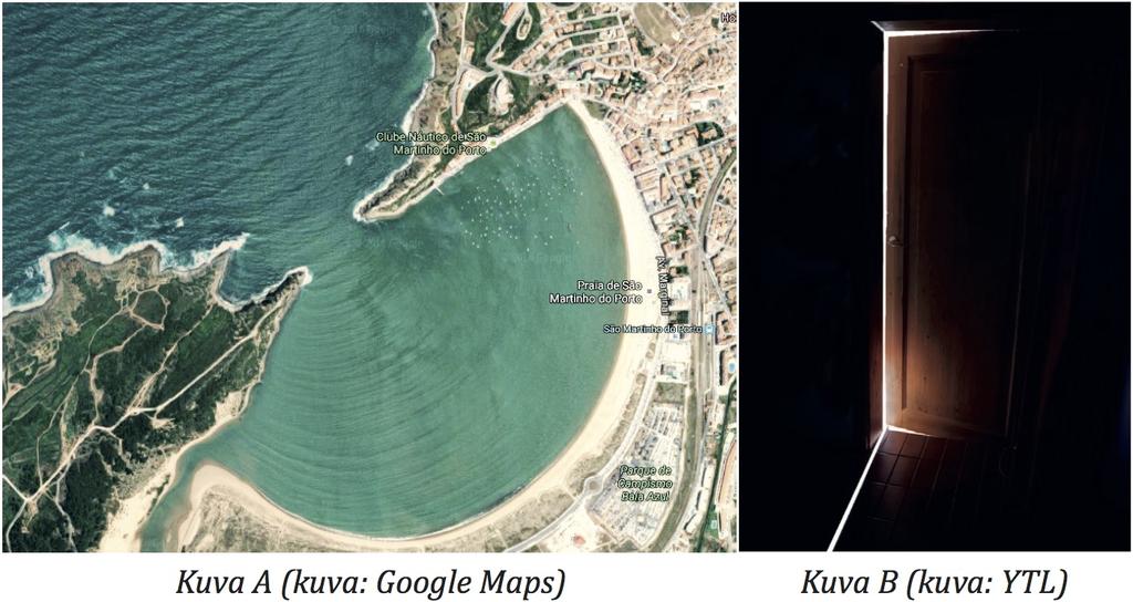 4. a) Satelliittikuvassa A näkyy erään portugalilaisen kylän edustalla sijaitseva poukama. Avomereltä saapuvat aallot kulkevat poukamaan 200 m leveän aukon lävitse.