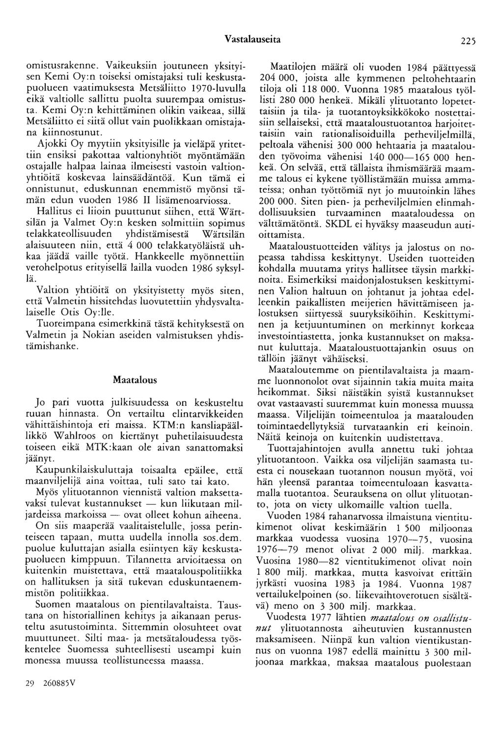 Vastalauseita 225 omistusrakenne.