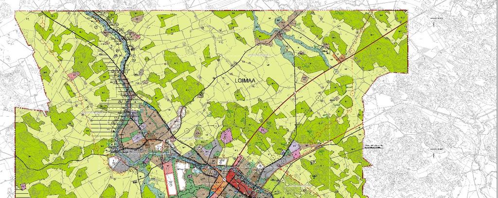 YLEISKAAVOITUS KESKEISTEN ALUEIDEN OSAYLEISKAAVA Osayleiskaava-alue käsittää Loimaan keskustaajamaan sekä sen ympäristöä, vuoden 1995 yleiskaavarajauksen mukaisesti.