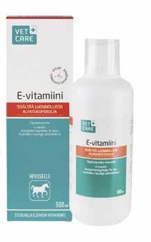 Vetcare E-vitamiini Luonnollinen suoja soluille Hevonen saa E-vitamiinia luonnollisesta ruoastaan tuoreesta laidunruohosta.