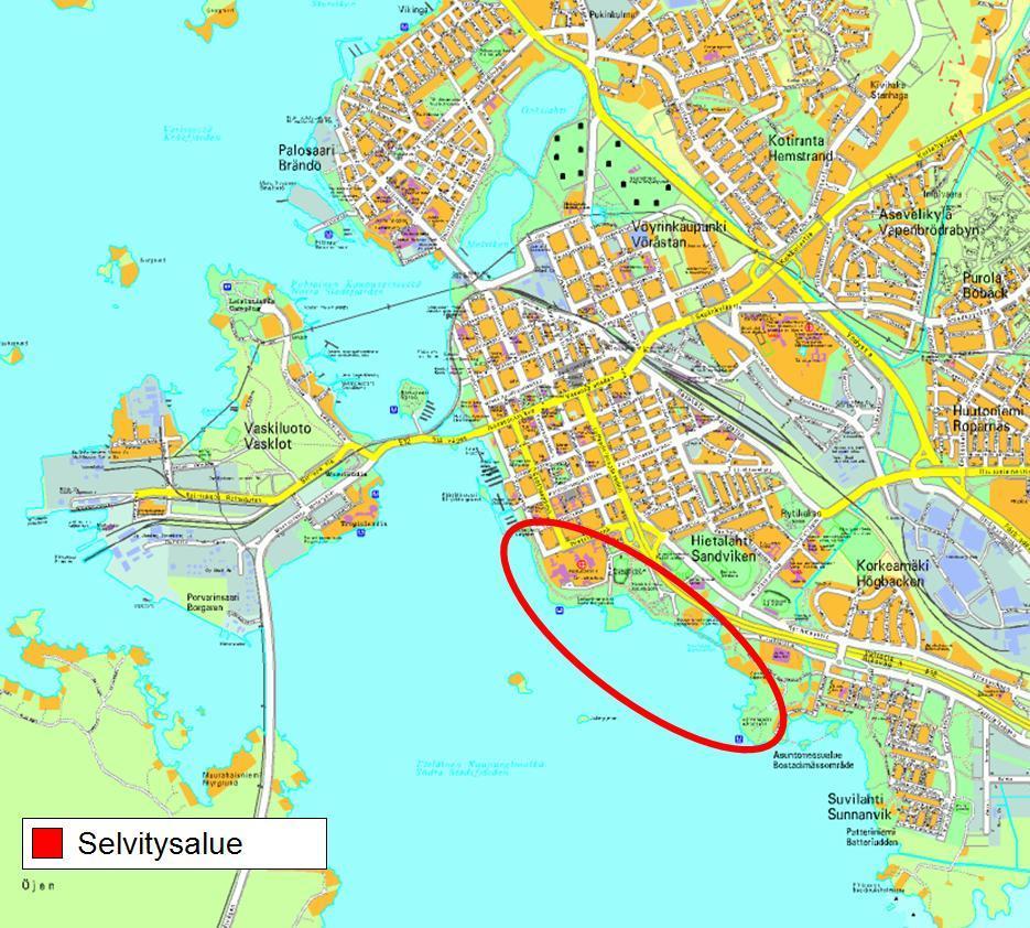9 2 SELVITYSKOHTEENA HIETALAHDEN RANNAT Selvityskohde ja ruovikkorantojen hoitomenetelmien soveltamisalue on Vaasan Hietalahden ranta-alue (kuva 1), joka ulottuu pohjoisessa Tiilitehtaankadun