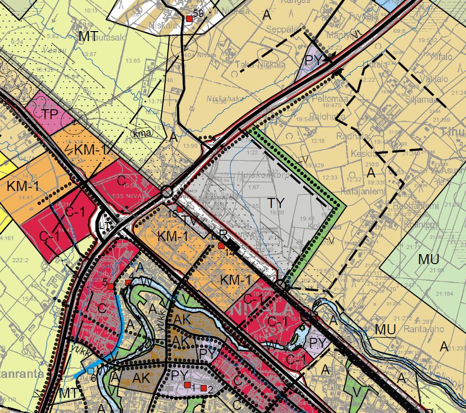 FCG Suunnittelu ja tekniikka Oy Kaavaselostus 6 3.2.3 Nivalan yleiskaava Alueella on voimassa Nivalan yleiskaava, joka on hyväksytty 23.1.2014.