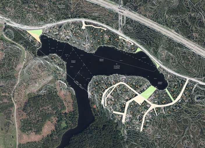Kuva: Alustava maankäyttöluonnos ortoilmakuvapohjalla Espoo kaupunki 2013.