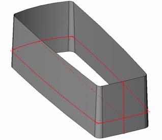 Täytä kappaleen avonainen pohja, liitä yhteen pyöristettyjen pintojen kanssa ja tee kappaleesta tilavuusmalli Surface Knit työkalua käyttäen.