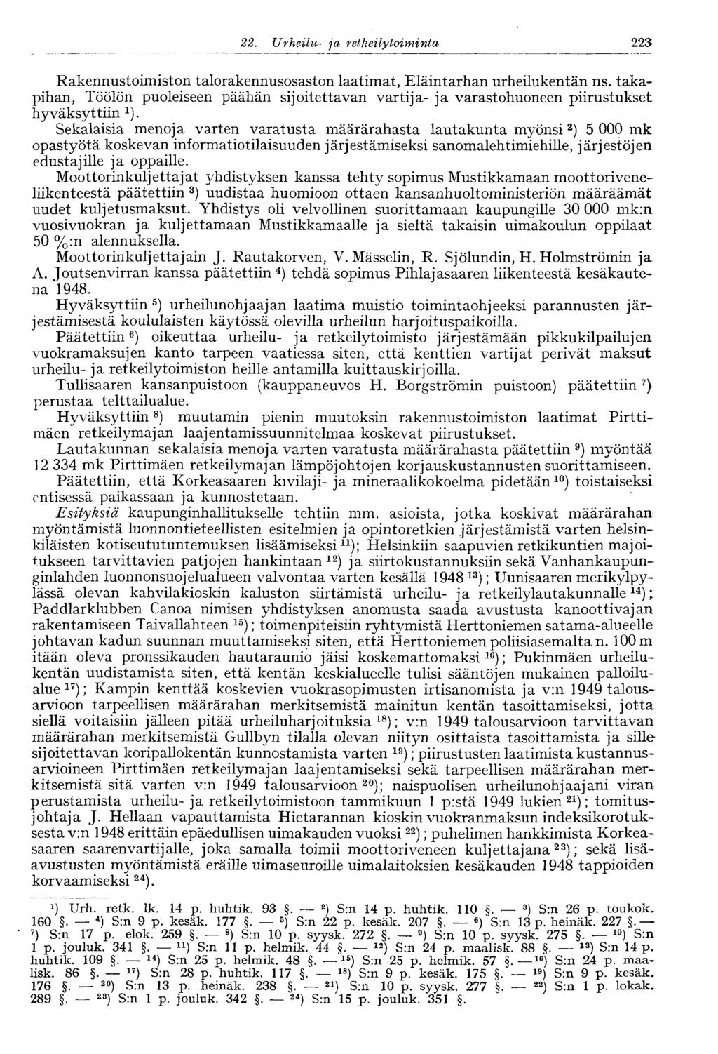 223 22. Urheilu- ja retkeily toimikunta Rakennustoimiston talorakennusosaston laatimat, Eläintarhan urheilukentän ns.