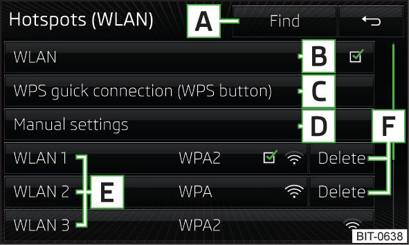 Suojatun yhteyden luonti WPS:n kautta Kytke WLAN-laite päälle. Paina painiketta ja napauta sitten toimintopainiketta WLAN WLAN WPS-pikayhteys (WPS-painike).