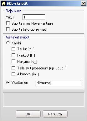 Skriptin käynnistäminen. 4.4 Valmistelevat toimenpiteet 4.4.1 Ennen tilimuutoksia Kartoita tarvittavat muutokset. Tilimuutosten kartoitus. 4.4.2 Tilimuutos ostopalveluna Mikäli olet päättänyt hankkia tilimuutostoimet Visma Nova 8.