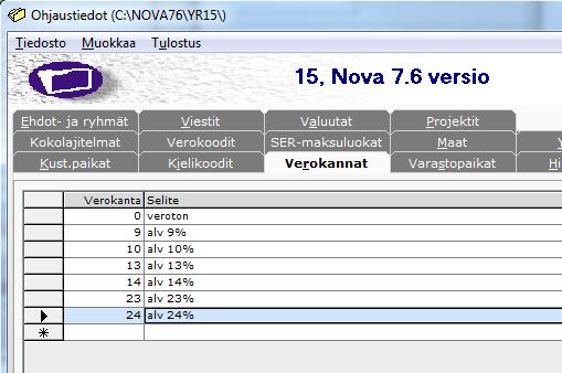 2 Ohjelmakohtaiset muutokset 7.x./6.x./5.x Luvussa käydään läpi alv-prosentin muutoksen aiheuttamat toimenpiteet eri sovelluksissa. 2.