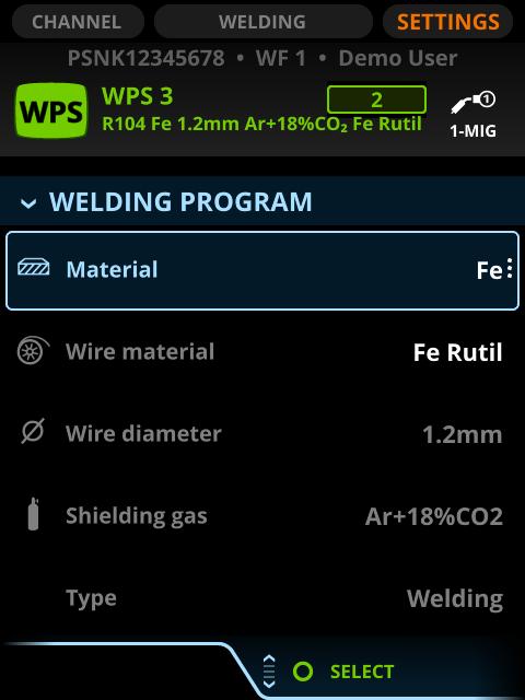 8 MIG WELDER 2.5 Käyttö 4. Jännitenäytön tila Valitse hitsausjännite: napa tai kaarijännite. 5. Langanajon turvatoiminto Kytke langanajon turvatoiminto ON tai OFFtilaan.