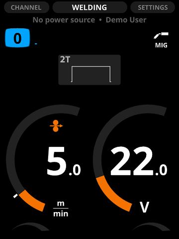 8 MIG WELDER 2.5 Käyttö Säädettävien hitsausparametrien luettelo (Asetukset > Parametrit) vaihtelee valitun hitsausohjelman mukaan. MIG! MIG on perinteisellä 2nuppimenetelmällä säädettävä MIG/MAGhitsausprosessi, jossa langansyöttönopeus ja jännite voidaan säätää itsenäisesti.