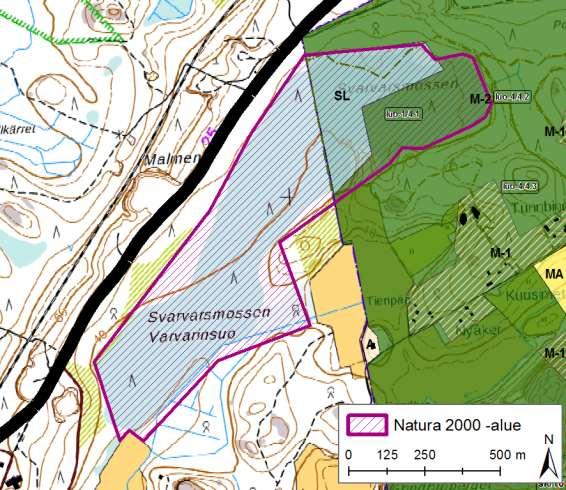 FCG SUUNNITTELU JA TEKNIIKKA OY Raportti 12 (20) Kuva 4. Varvarinsuon Natura-alueen sijainti. 6.2.2 Suojelun toteutuskeinot Varvarinsuo kuuluu valtakunnalliseen soidensuojeluohjelmaan.