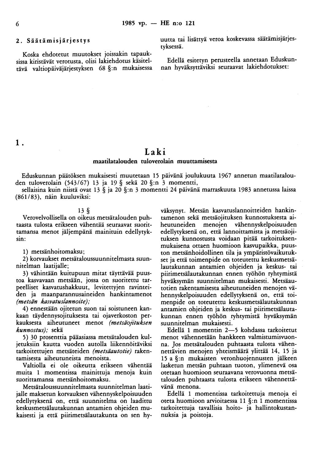 6 1985 vp. - HE n:o 121 2.