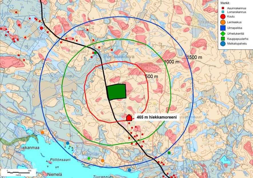 Kiviainesta on louhittu Pitkäkalliolla jo yli 20 vuotta ja hankealueella on Destian toiminnassa oleva kiviaineksen ottoalue.