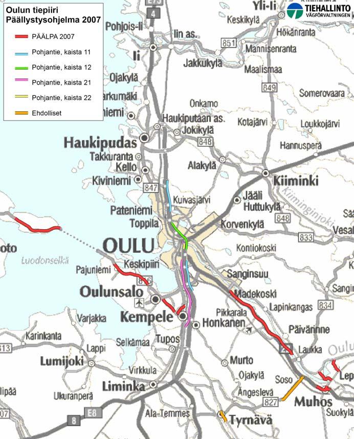 Päällystettyjen teiden ylläpito, Oulun alue 2007-2016, Palvelusopimuksen ENSIMMÄISEN SOPIMUSVUODEN TOTEUMA 21 Kuva 3.
