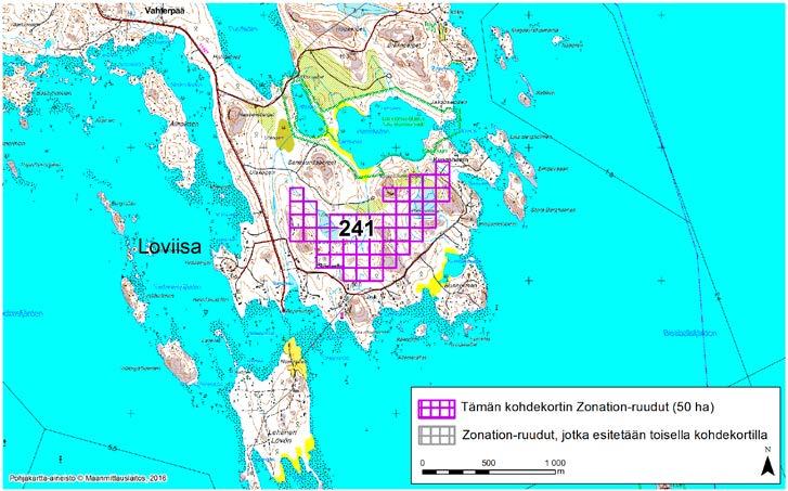 Loviisa, Zonation-aluetunnus 241 LOVIISA (241) Alue sijaitsee aivan Loviisan lounaisimmassa kärjessä Kungshamnin ja Söderbyn ympäristössä. Metsäaluetta pirstovat laajahkot avohakkuut.