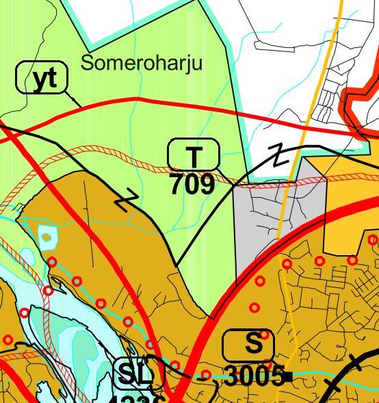 Vaaleanpunaisella olevat alueet ovat sekä kaupungin omistuksessa että hallinnassa. Vihreällä olevat alueet ovat Rovaniemen kaupungin omistuksessa.