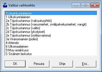 Kuntalaskutus kohtaan merkitään kunkin erikoisalan tuotehinnaston mukainen laskutus.