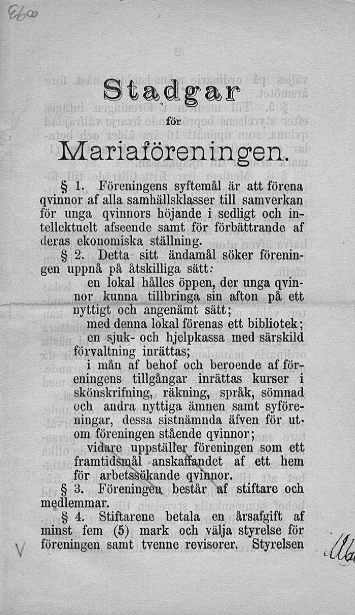 Stadgar för Mariaföreningen. 1.