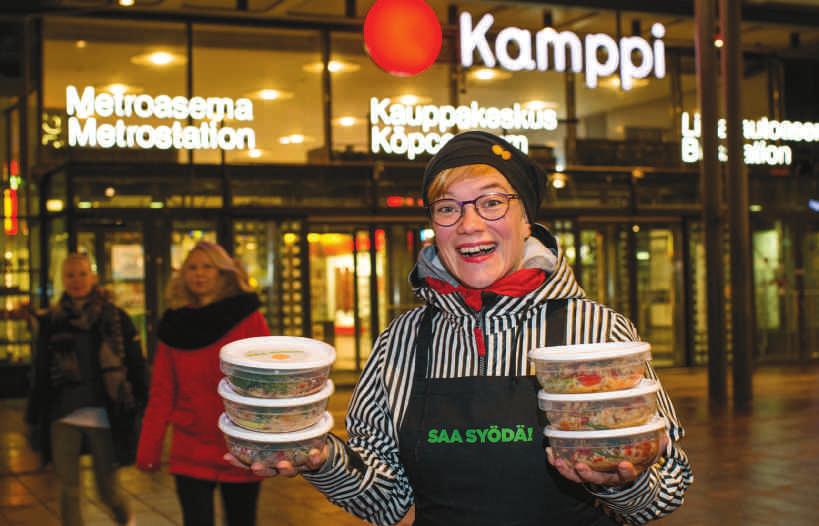 kodi eergia Helsigi keskustassa Narikkatorilla jaettii 6. marraskuuta 5 000 ilmaista kasvisruokalouasta.