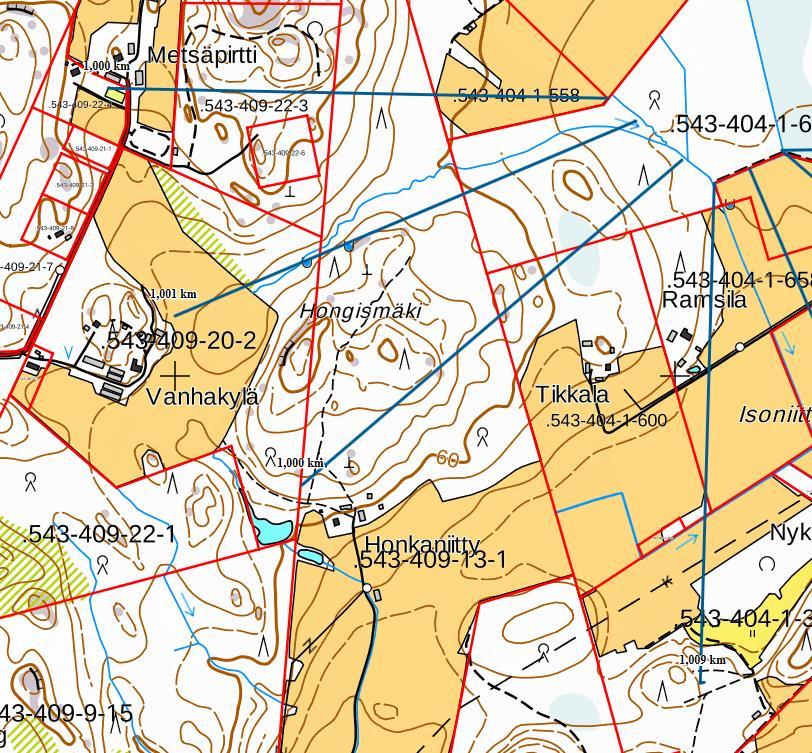 FCG SUUNNITELU JA TEKNIIKKA OY LIITE 5 4 (4) 18.11.2016 Kuva 4. Kaivot hankealueesta lounaaseen (nrot 2 ja 15). Kartat: Maanmittauslaitos 2016. <https://kiinteistotietopalvelu.maanmittauslaitos.