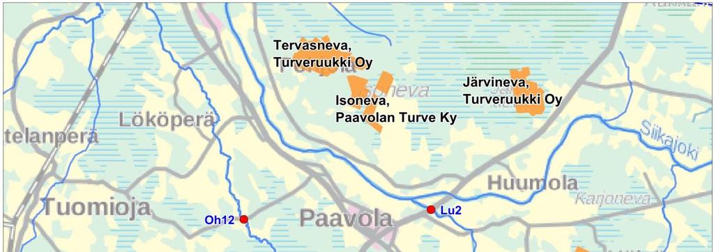 SIIKAJOEN TURVETUOTANTOALUEIDEN KÄYTTÖ-, PÄÄSTÖ- JA VAIKUTUSTARKKAILU VUONNA 216 27 Turveruukin Hangasneva laskee Ohtuanojan kautta Siikajokeen (Kuva 4-9, liite 1).