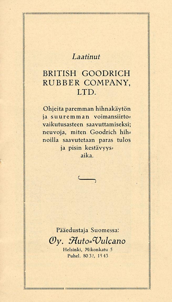Laatinut BRITISH GOODRICH RUBBER COMPANY, LTD.