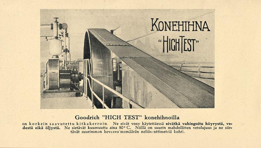 KONEHIHNA "Hicfsr Goodrich "HICH TEST" konehihnoilla on korkein saavutettu kitkakerroin.