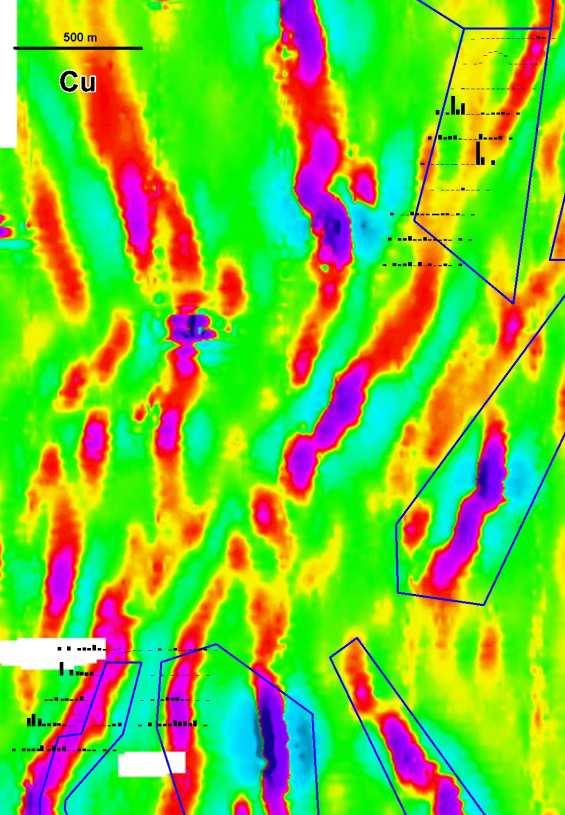 Fig 6. Soilmap of the Paatola, Kaivolampi and Kaartilanvaara samples. Nikkelin korkeimmat pitoisuudet liittyvät voimakkaasti Sika-ahon esiintymään tai sen välittömään läheisyyteen.