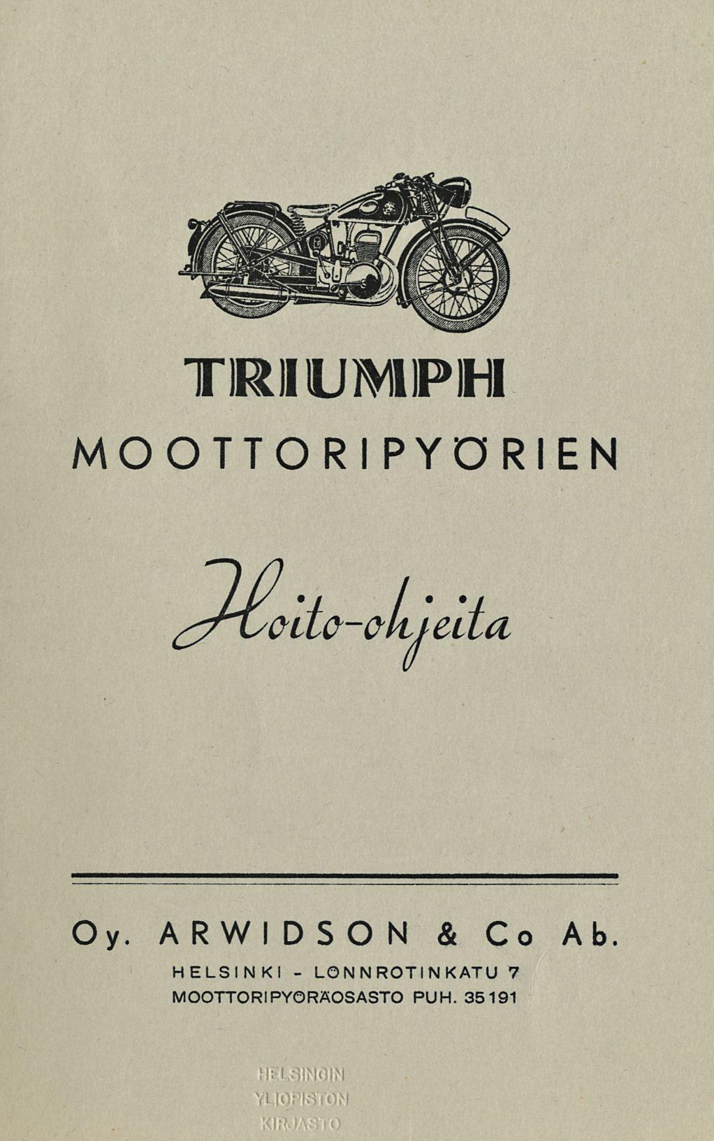 TRIUMPH MOOTTORIPYÖRIEN dc-ok fei ta Oy.