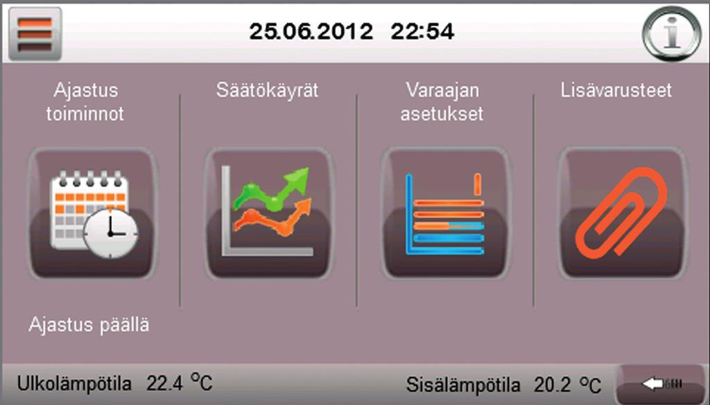 -ohjausjärjestelmä Etusivu 1 1. 2. 3. 4. Kosketusnäyttö ja kätevät pikatoiminnot tekevät ÄssäControlin käytöstä helppoa ja mukavaa.