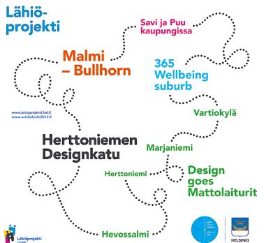 , Lähiöprojekti on mukana erilaisissa World Design Capital Helsinki 2012 vuoden yhteistyöhankkeissa. Ote esitteestä. + Lähiöprojektin julkaisee omia teemasivuja ilmaisjakelulehdissä.