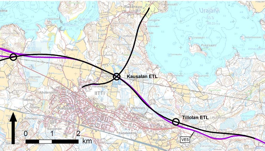 3.3 Päävaihtoehtojen vertailu Jokue Tillola 3.3.1 Vaihtoehtojen kuvaus Välillä Jokue Tillola tutkittiin osuudella Jokue Hiihtäjäntie vuonna 2010 valmistuneen aiemman yleissuunnitelman linjauksella