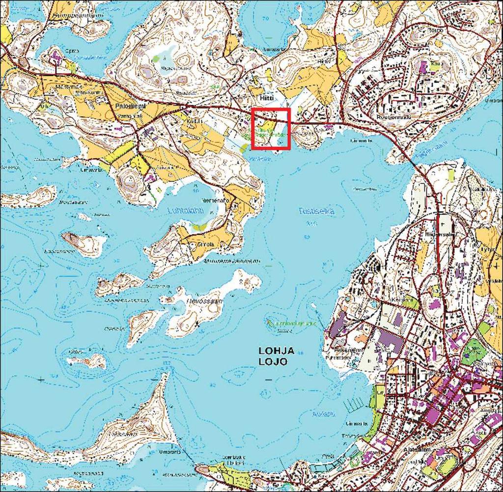 1 Johdanto Kuva 1. Tutkimusalueen sijainti on merkitty kartalle punaisella rajauksella.