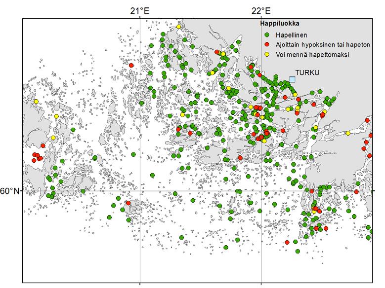 Sedimentin fosforipitoisuuksien interpoloinnissa käytettiin havaintoaineiston lisäksi pohjana Balance-sedimenttikarttaa (Al-Hamdani ja