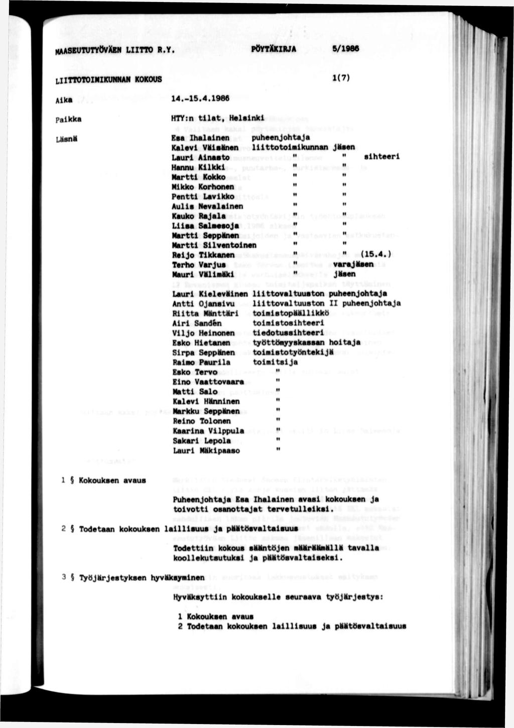 maasbututyovxbn ltto R.y. poytxkua 6/1966 lttotokunna kokous 1(7)!l Aka 14.