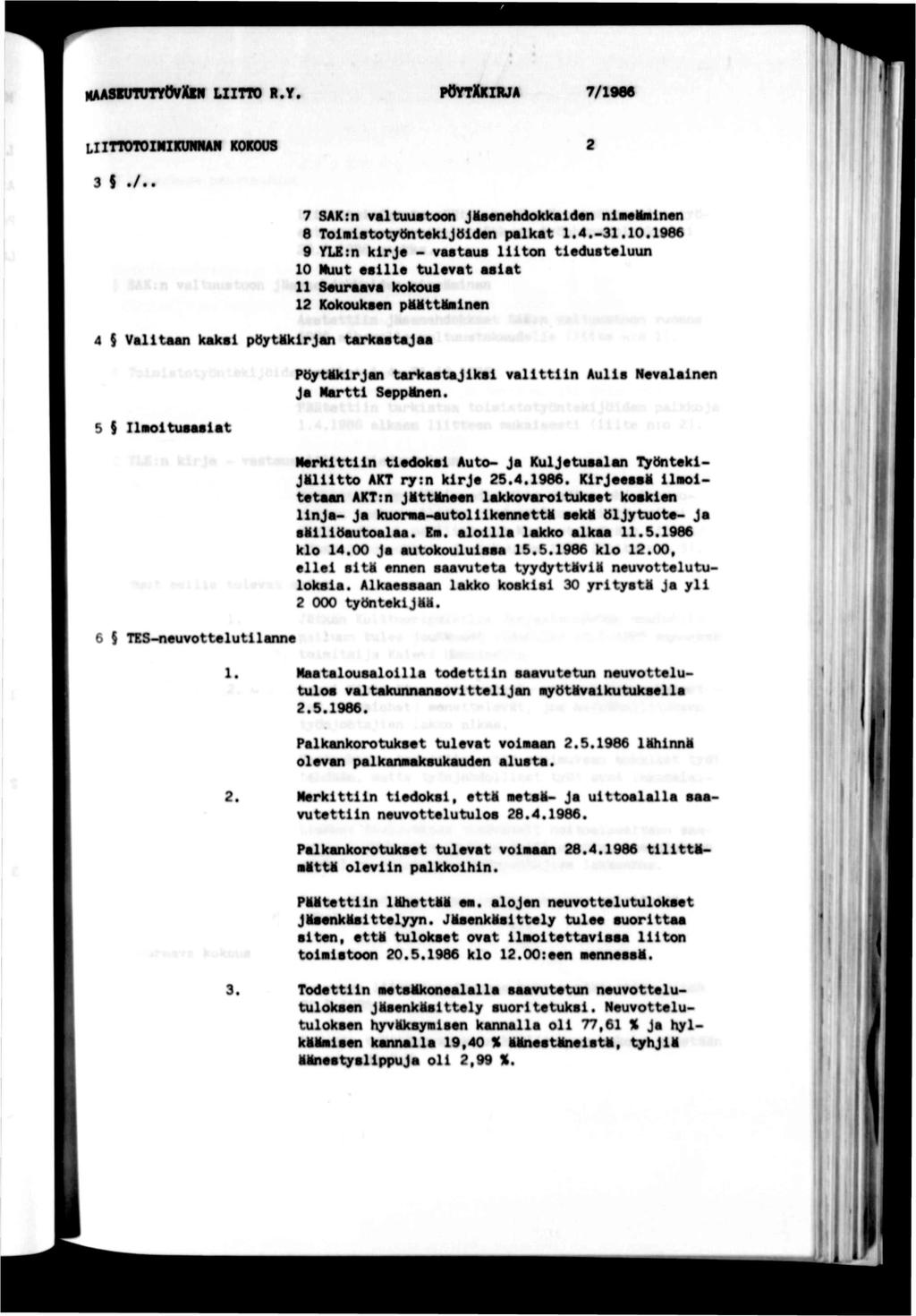 HAASUOTYÖfXlll LTTO R.Y. POyrXKRJA 7/1966 L TTOTOMKUMAN KOOOOS 3 9./.. 4 $ Valtaan kaks poytllkrjan tarkastajaa 7 SAK tn valtuustoon JMsenehdokkadon naelnlnon 6 TolBstotgrOntokJOdm palkat 1.4.^1.10.