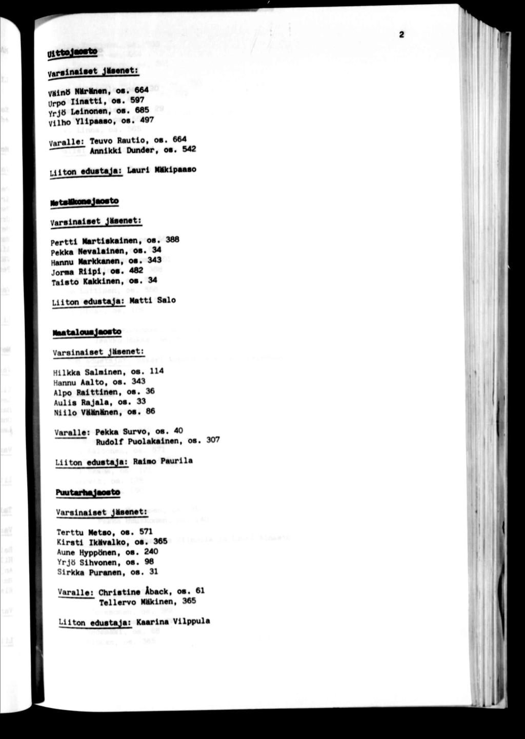 JM r>«t : VMO NMrlnm, oe. 664 Urpo lmttl, 06. 597 yrjo Unonen, oe. 665 Vlho Yllpaaso, ot. 497 T«UVO Rauto, oe. 664 Annkk Dunder. oe. 5 lton eduatejat Laur «Ucpaaao vortnaeet JMaenet; Pertt Nartakanen, oe.