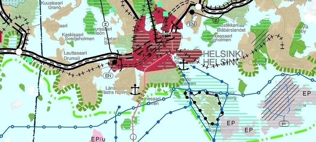 kv voimalinja Raakavesitunneli Jätevesitunneli Natura 000 verkostoon kuuluva tai ehdotettu alue Kulttuuriympäristön tai maiseman vaalimisen kannalta tärkeä alue, tie tai kohde