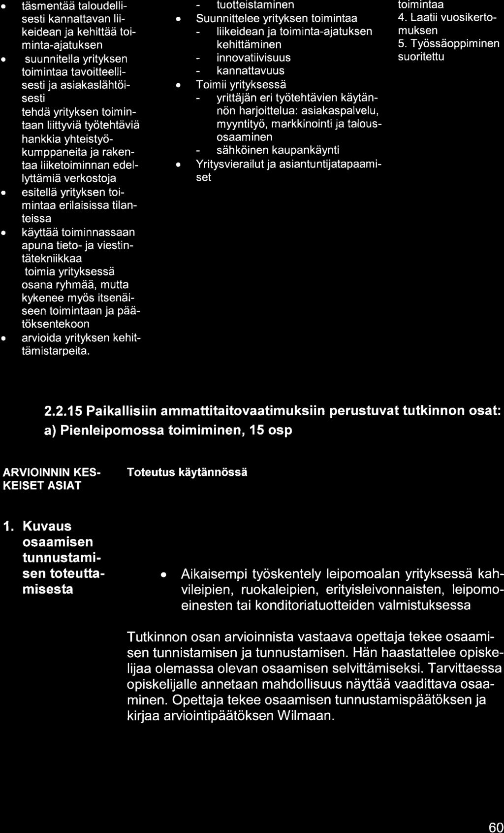 täsmentää tloudellisesti knnttvn liikeiden j kehittää toimint-jtuksen suunnitell yrityksen toim int tvoitteell i- sesti j sikslähtöisesti tehdä yrityksen toimintn liittyviä työtehtäviä hnkki