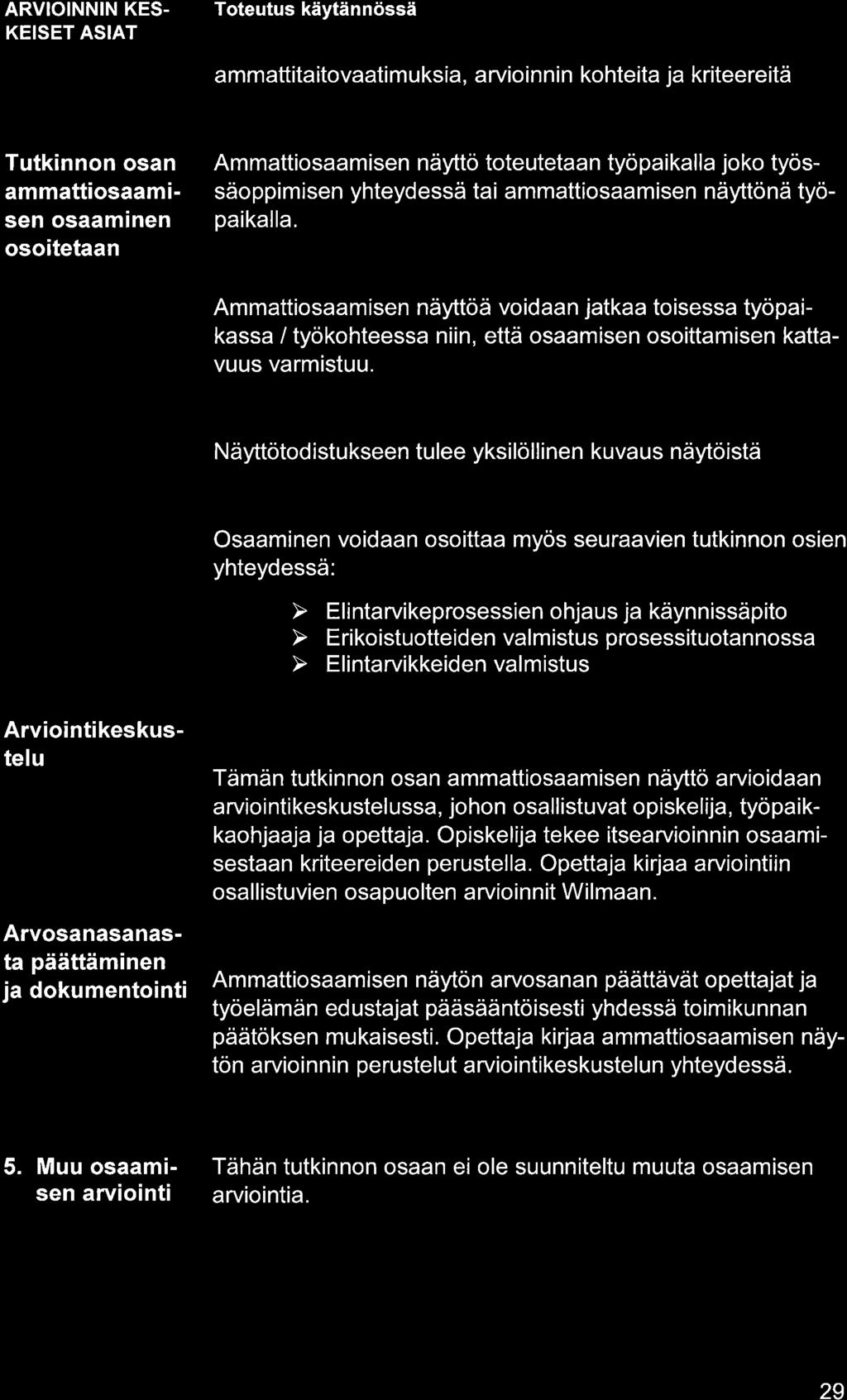 ARVIOINNIN KES- KEISET ASIAT mmttit itovti m u ksi, rvio i n n i n kohteit j kriteereitä Tutkinnon osn mmtt osm - sen osminen oso tetn Am mttiosm isen näyttö toteutet n työ p i kl l jo ko