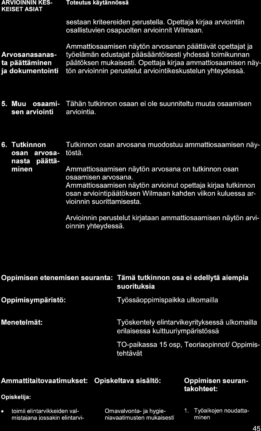 ARVIOINNIN KES. KEISET ASIAT sestn kriteereiden perustell. Opettj kirj rviointiin osllistuvien ospuolten rvioin nit Wilmn.