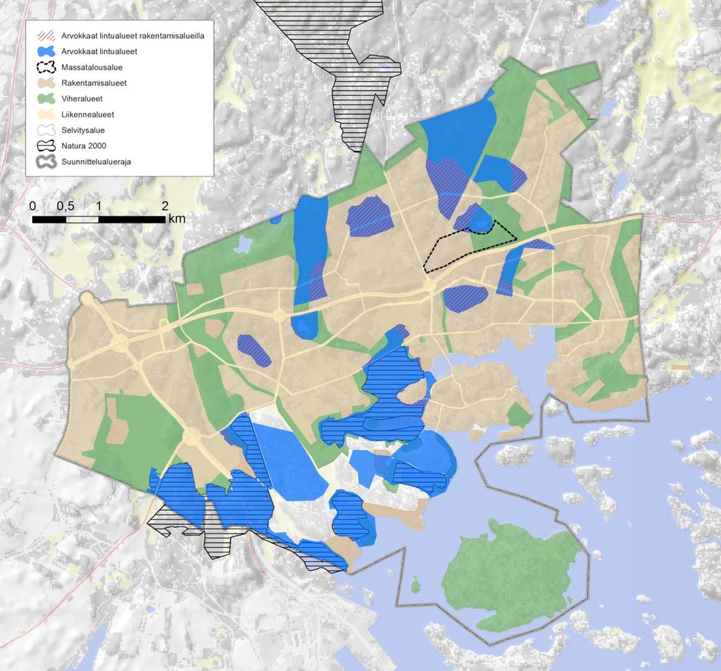 Luontovaikutusten arviointi 13.12.2016 29 (55) tettu yleiskaavassa pääosin ulkoilualueiksi. Husön laidunalue sijaitsee kaavan selvitysalueella, johon ei kaavassa osoiteta muutoksia.