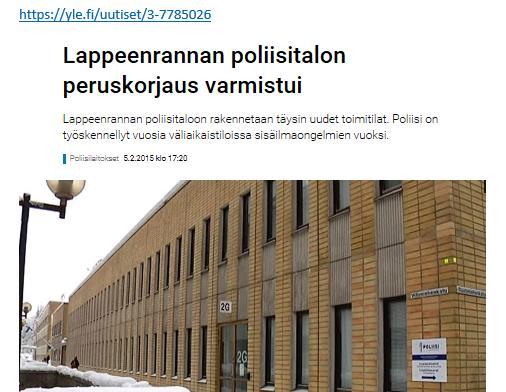 LAPPEENRANNAN POLIISITALON PERUSKORJAUS MITÄ TEHDÄ?