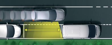 AJAMINEN PYSÄKÖINTITILAN TUNNISTIN Järjestelmä mittaa mahdollisen pysäköintipaikan kahden auton tai esteen välissä.