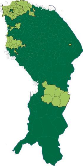 Carunan verkkoalueet Etelä-Suomi 314 627 asiakasta, 22 299 km verkkoa Joensuu 31 069 asiakasta, 1 200 km sähköverkkoa Lounais-Suomi 152 153 asiakasta, 24 406 km sähköverkkoa Länsi-Suomi 90 557