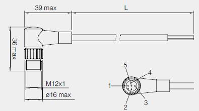 M12-5-pin LP4PT mykystysantureille M23