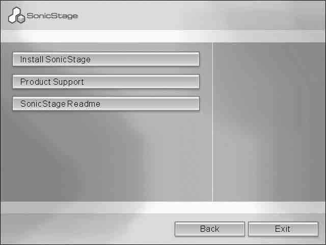 4 Napsauta kohtaa [Install SonicStage] ja noudata näyttöön tulevia ohjeita. Lue ohjeet huolellisesti.