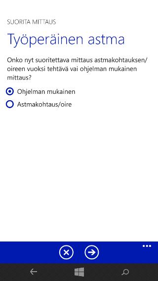 lääkitystä vai Lääkkeenoton jälkeen. 4. Hyväksy valinta painamalla alareunassa olevaa oikealle osoittavaa nuolipainiketta. 5.