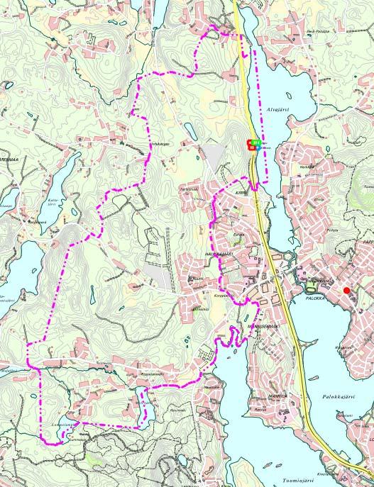 4 1 ALUEEN SIJAINTI JA RAJAUS Osayleiskaava-alue sijaitsee nimensä mukaisesti Palokan länsiosassa keskimäärin 6-7 kilometriä Jyväskylän keskustasta luoteeseen.