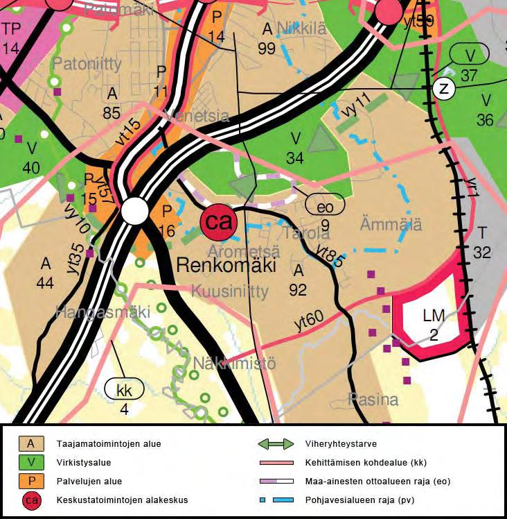 22 RENKOMÄEN MAA-AINESALUEEN KEHITTÄMINEN 3.4.2 Päijät-Hämeen maakuntakaava 2006 Ympäristöministeriö vahvisti 11.3.2008 Päijät-Hämeen maakuntakaavan, jonka Päijät-Hämeen liiton maakuntavaltuusto oli hyväksynyt 20.